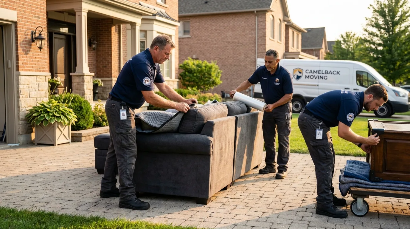 Large estate moving crew wrapping furniture in Crossett, AR